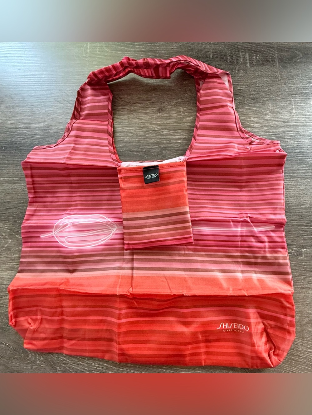 3x Shiseido Pink-Red Striped Reusable Tote Bag